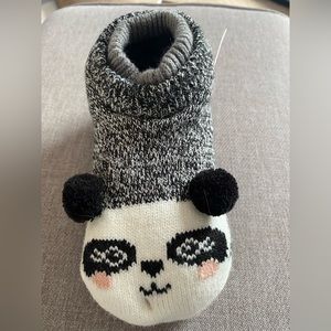 NWT Pandas Secret Treasures Women's Double Cuff Slipper Socks with 3D Poms